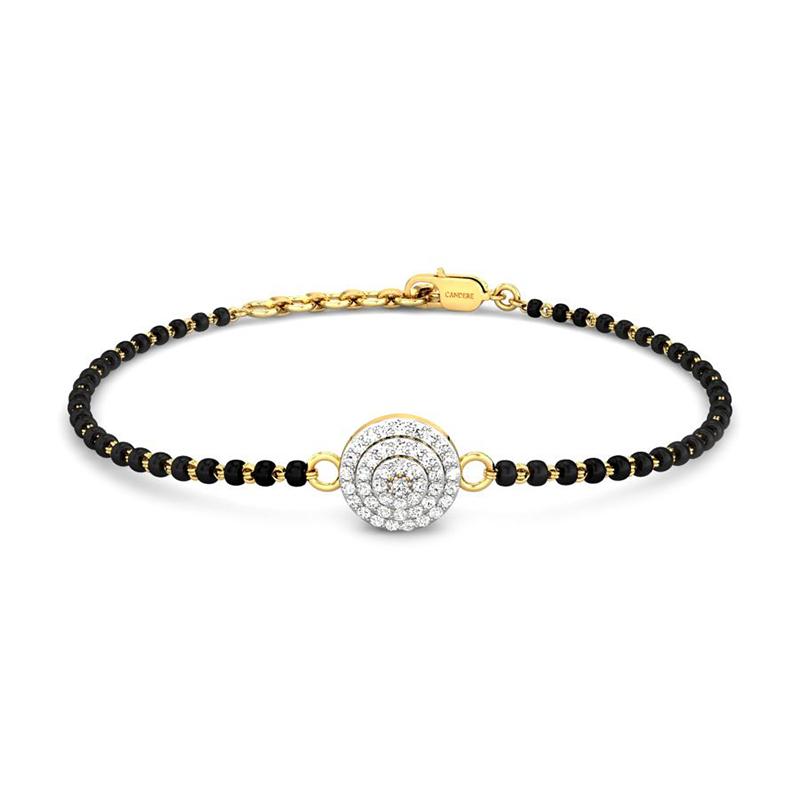 Golden Black Beads Mangalsutra Bracelet with CZ Stones – AryaFashions