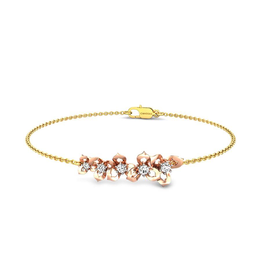 Get online Flower Design Bracelet Gold Crystal Charm Bracelet for Girls –  Lady India