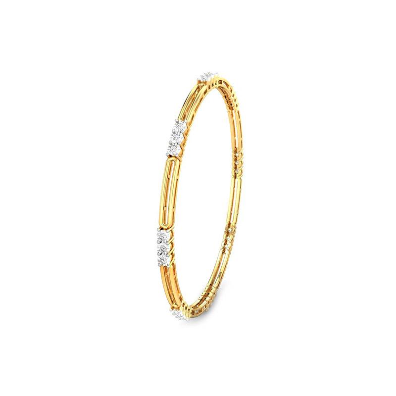 18ct Yellow Gold Fancy Cut Out Solid Bangle - 6.5