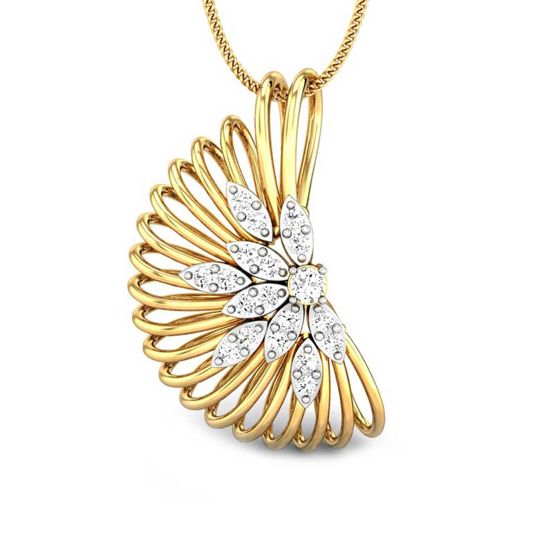 Top designs of Gold Diamond Pendant Set Kalyan Jewellers