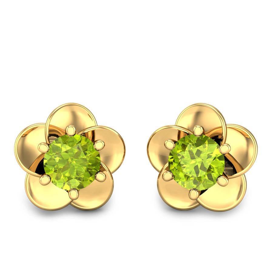 Gecko Elements Gold Peridot Stud Earrings | Earrings | Jenny Jones Jewellery