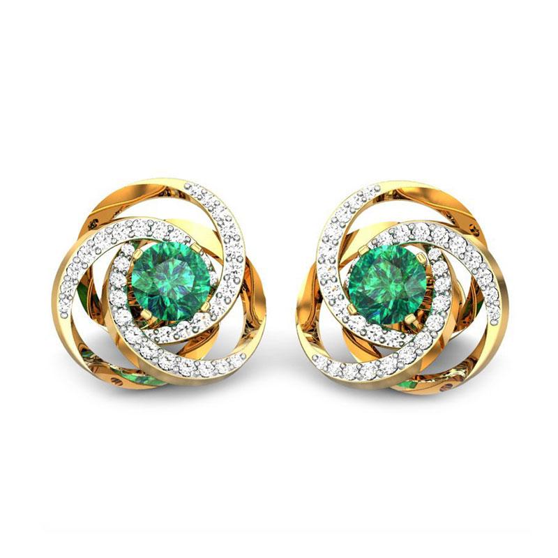 Carved emerald and polki earrings - Indian Jewellery Designs