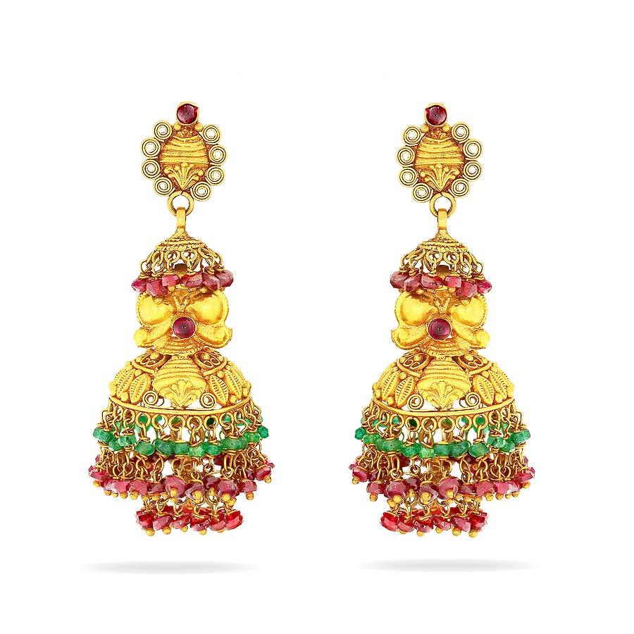 Gold earrings jhumka design