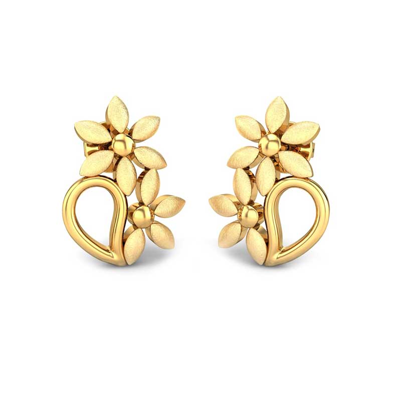 Buy CANDERE - A KALYAN JEWELLERS COMPANY 18K (750) BIS Hallmark Yellow Gold  and Certified SIIJ Diamond Stud Flower Earring for Women with South screw  Closure at Amazon.in