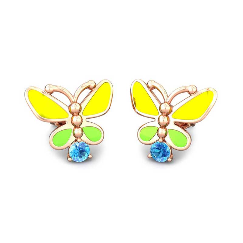 Children's Heart Shaped Earrings in Yellow Gold | KLENOTA