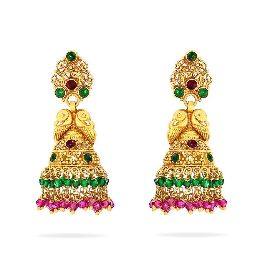 Gold Earrings Jhumka Design