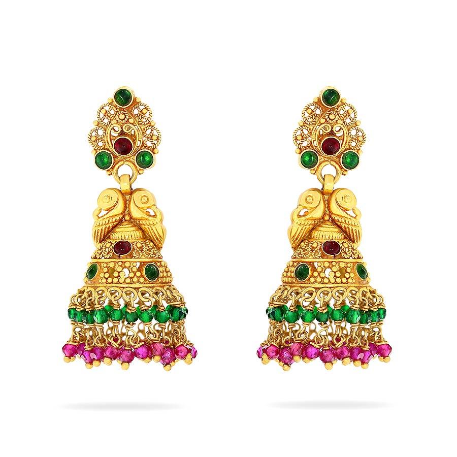 gold earrings jhumka design