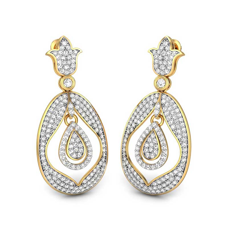Gold Kanbala design Kanbala jhumka earrings Kalyan Jewellers