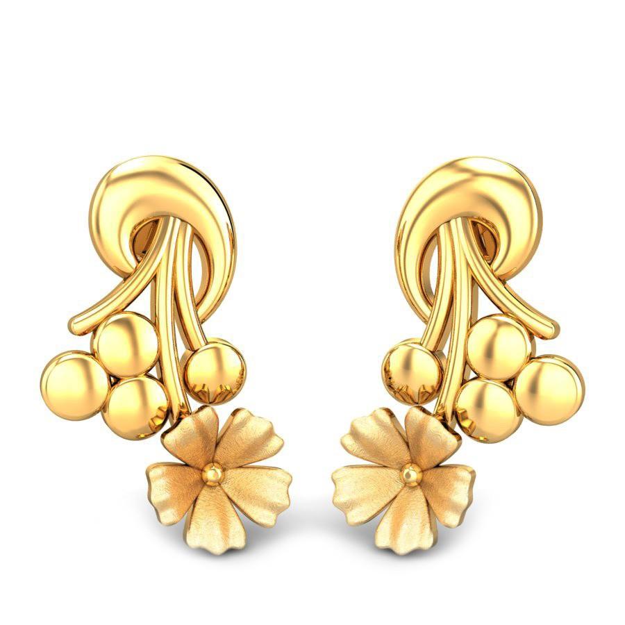 Elegant 2 Gram Gold Stud Earring Curly Design Office Wear ER3474