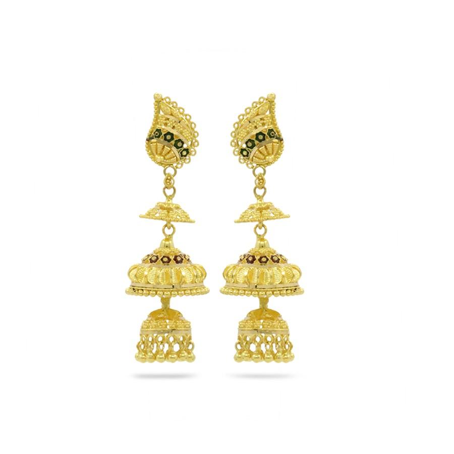 Kan Chain Golden Gold Plated Earrings Size Mid