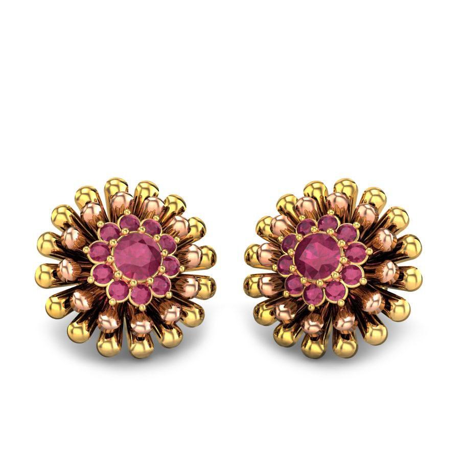 22K Gold Earrings For Women - 235-GER16358 in 2.600 Grams