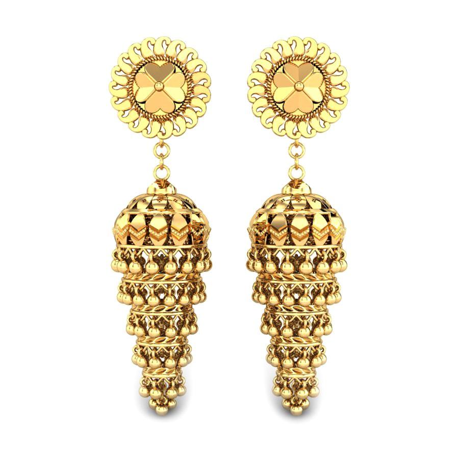 CANDERE - A KALYAN JEWELLERS COMPANY Real Gold Jhuma/Jhumki Earrings for  Women 18kt (750) Yellow Gold : Amazon.in: Fashion