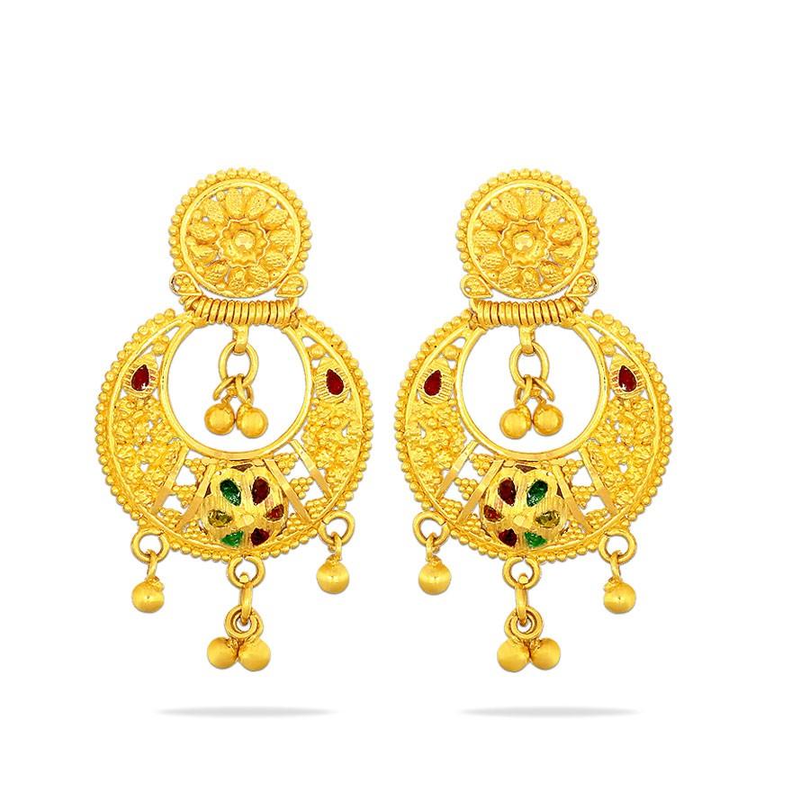 TANIRIKA KYRA GOLD CHANDBALI EARRINGS