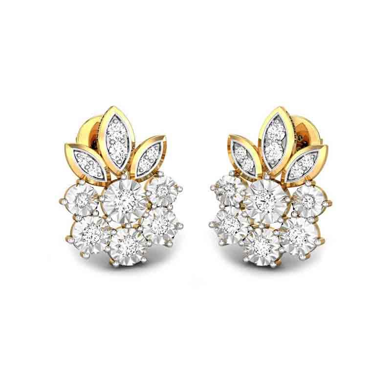 White stone sales studs in gold