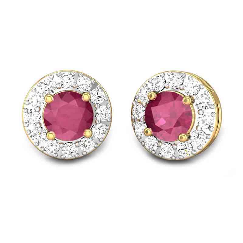 Ruby Studs Precious Stones Kalyan Jewellers