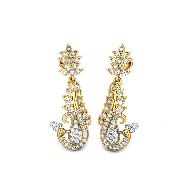 Eclectic Floral 22K Gold Drop Earrings - PC Chandra Jewellers