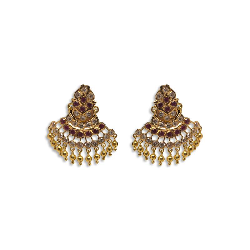 KUNDAN CHAND BALI EARRINGS