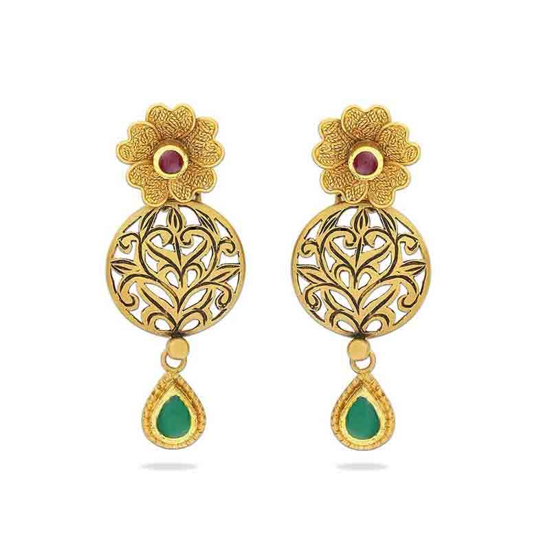 Antique Finish 22K Gold Earrings