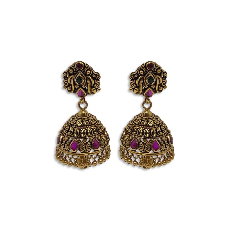 Buy Traditional Wedding Temple Gold Plated Ethnic South Indian Round Hoop  Bali Jhumkas Jhumka jhumki Earrings Women And Girl Gift Jewelry at Amazon.in