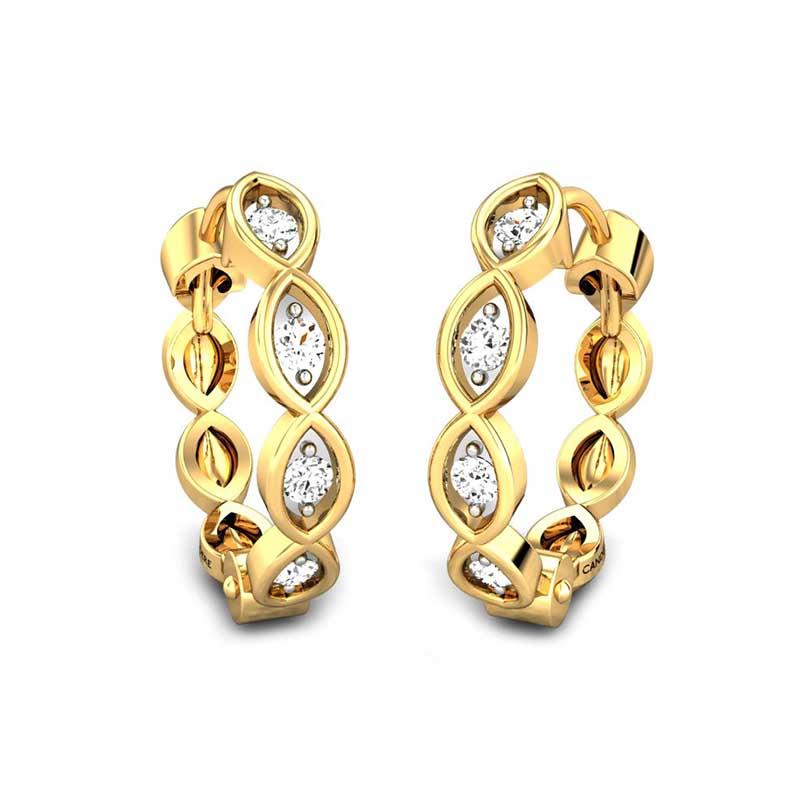 22K Gold Earrings For Women - 235-GER15736 in 2.600 Grams