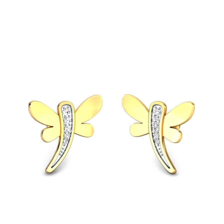 Gold Children's Earrings Flowers with Zircon | JewelryAndGems.eu