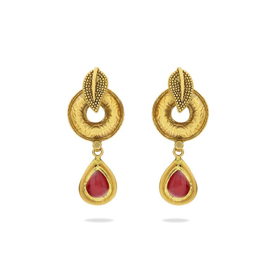 gold stone earrings designs
