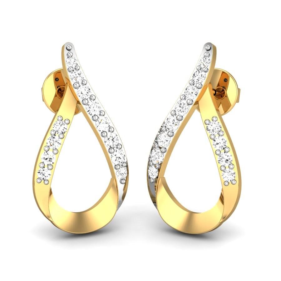 Buy One Gram Gold Light Weight Simple Thin Chain White Stone Earrings for  Teenage Girl