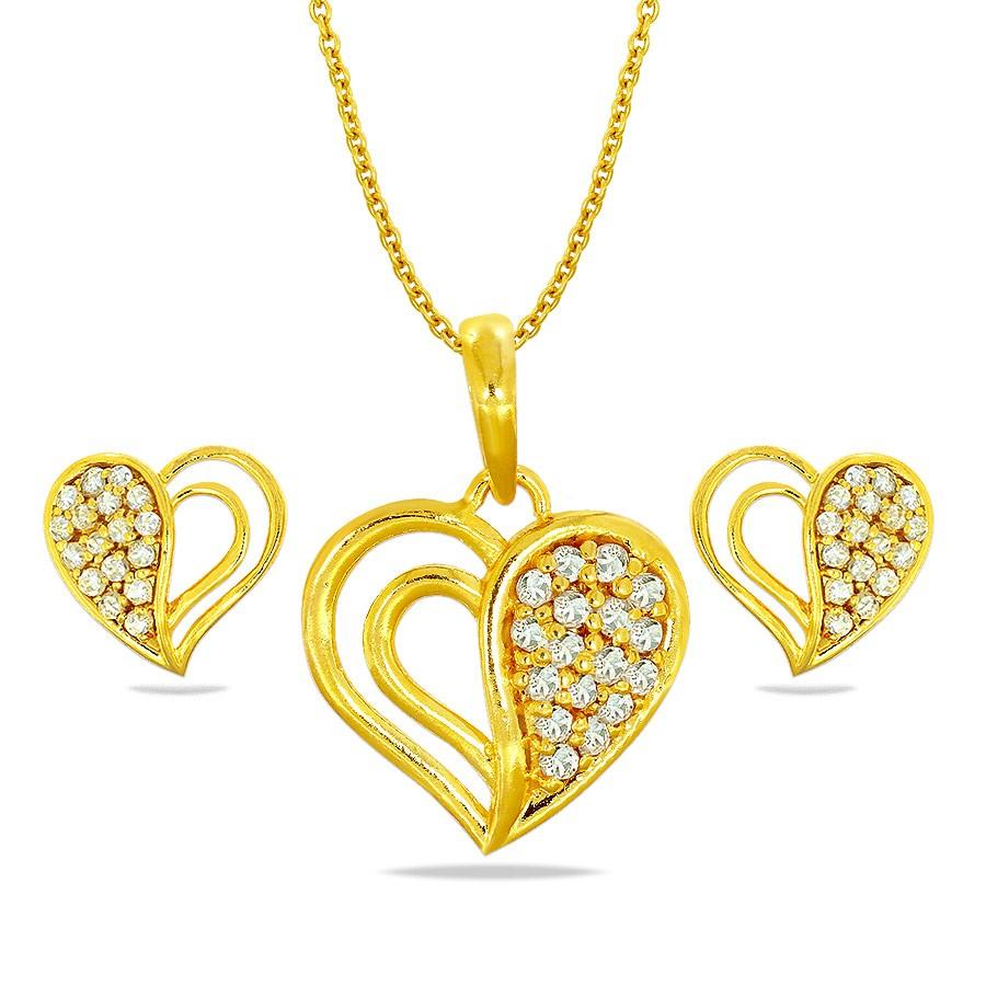 Top designs of Gold Diamond Pendant Set Kalyan Jewellers