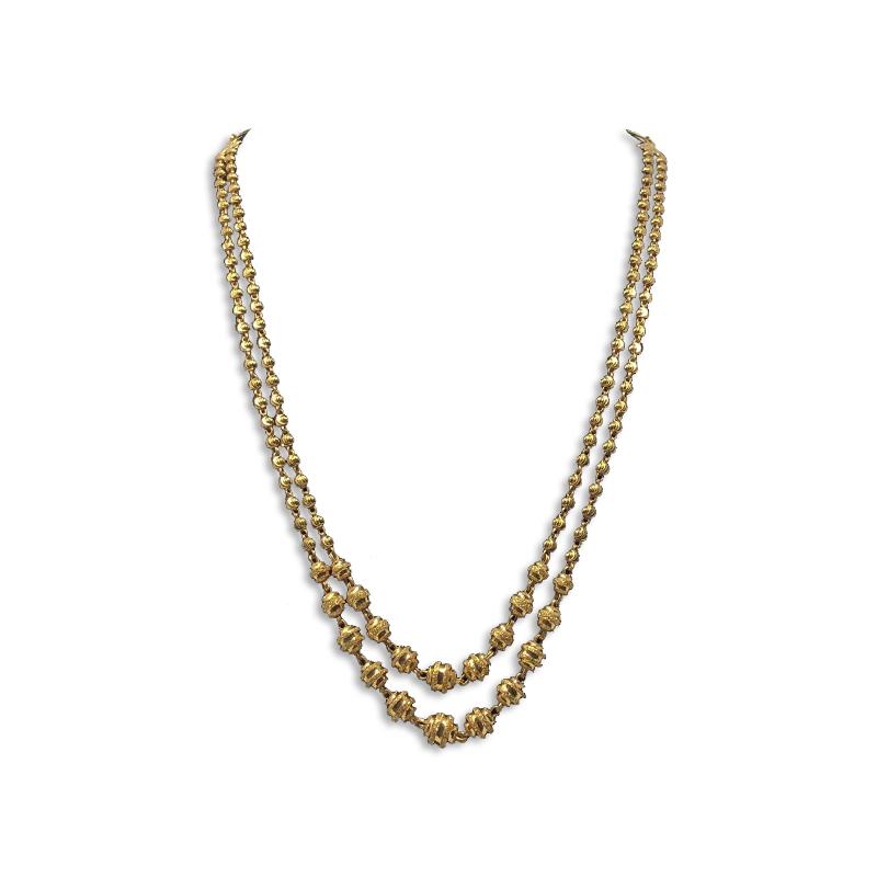 Long gold store bead necklace