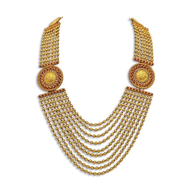 GOLD GUNDU DESIGN NECKLACE
