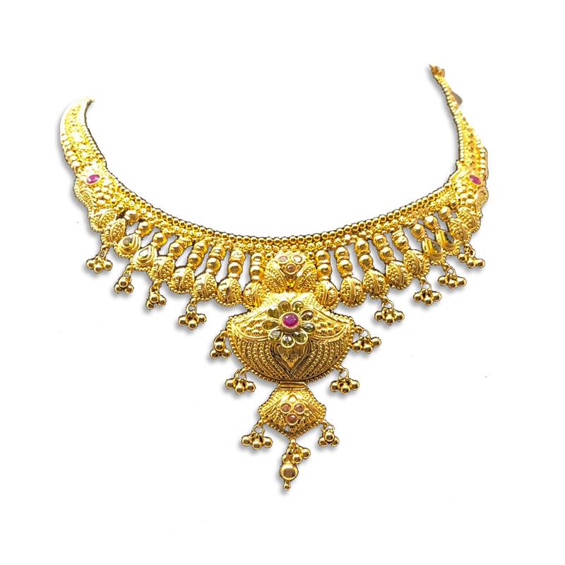 Traditional Kerala Style Micro Gold Plated Mullai Poo Necklace for Women |  Sasitrends | Sasitrends