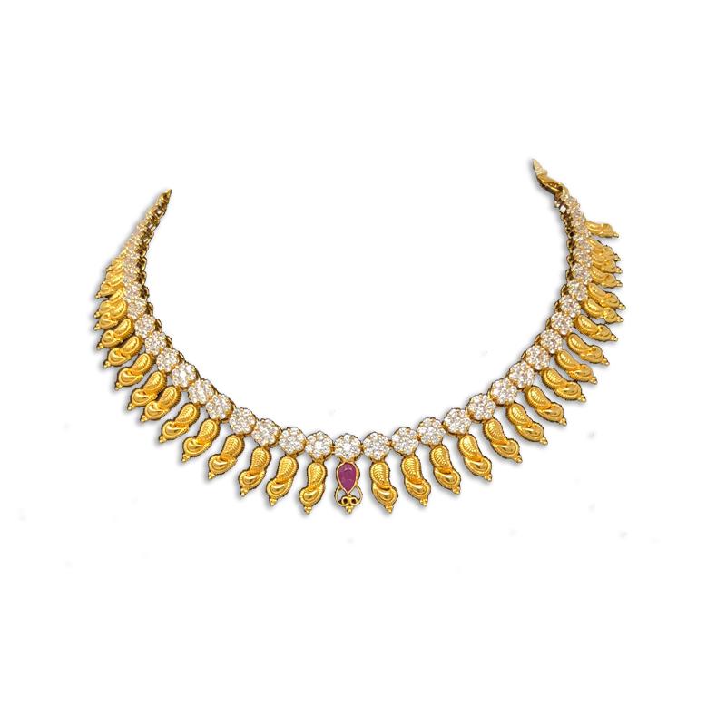 Single line golden necklace set with 3.5mm cz pointers -