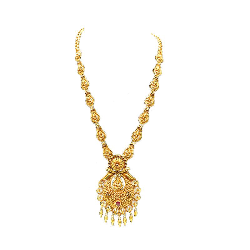 Latest Gold long necklace designs in 50 grams online