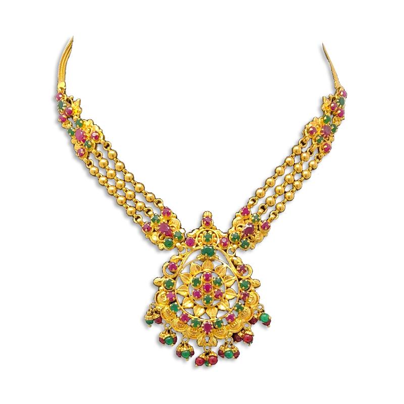 Buy 16 gram gold necklace designs online Kalyan