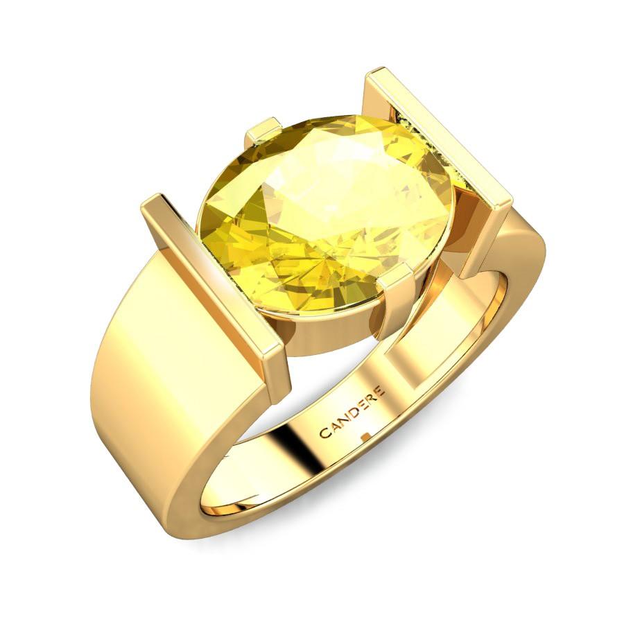 4cts 5ratti Natural yellow sapphire untreated certified pukhraj in 18k gold  ring