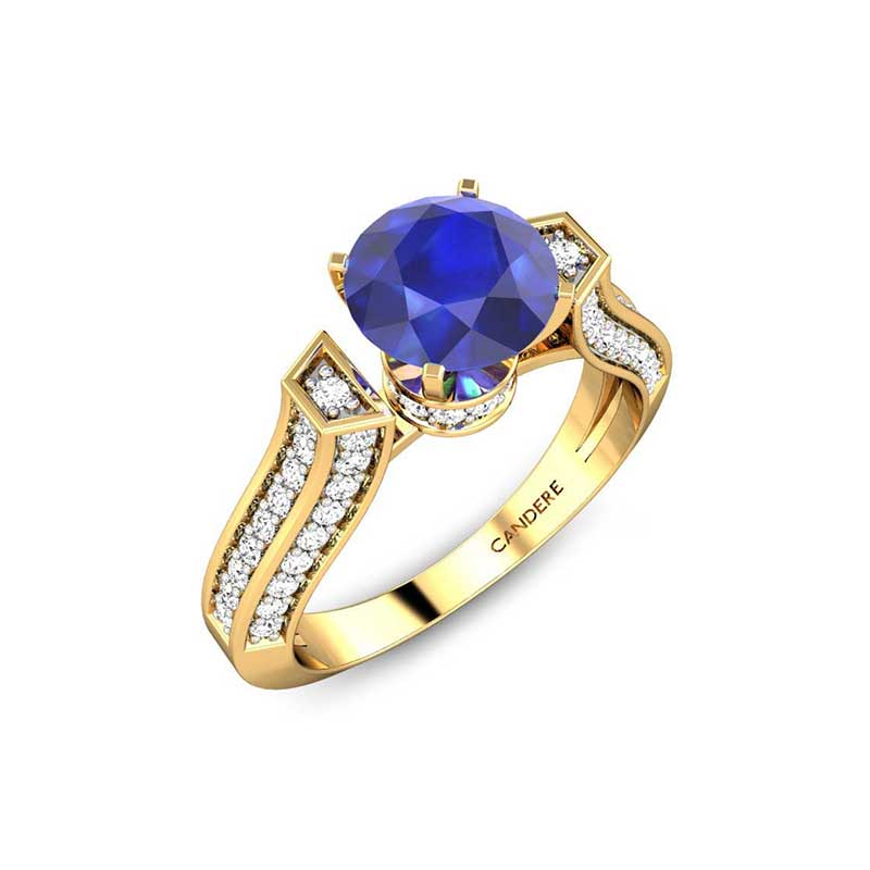 Pitambari Neelam Gold Ring (Design A6) | GemPundit