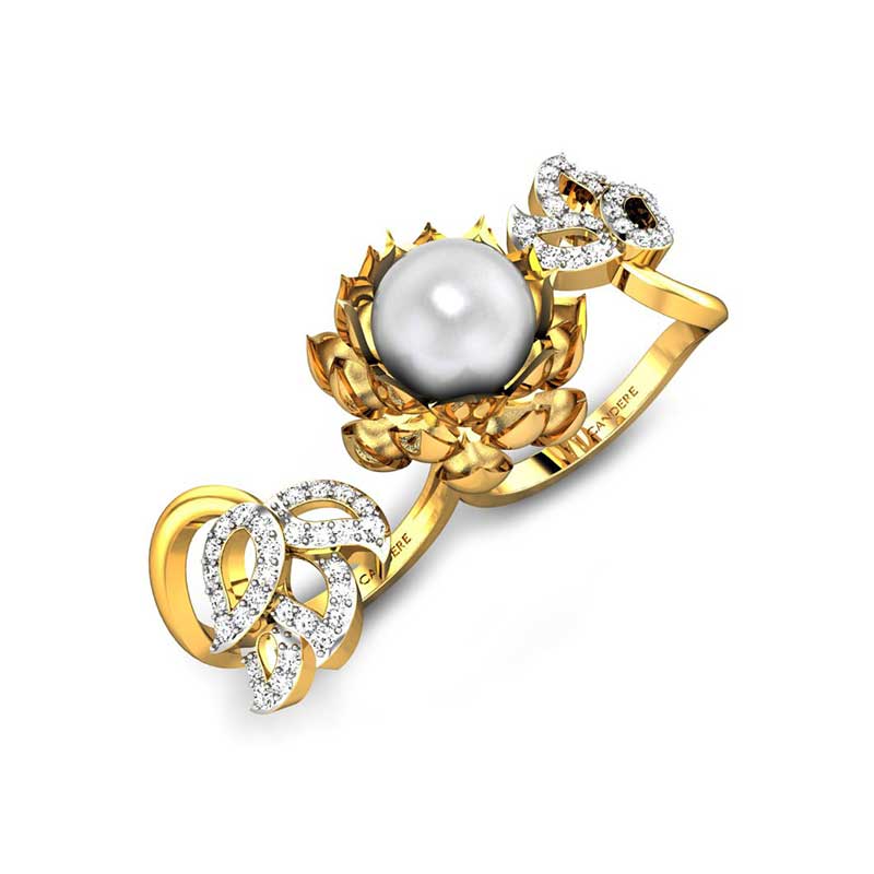 Arya Cz Studded Pearl Ring – VOYLLA