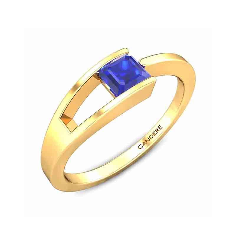 Cabochon Blue Sapphire Ring with Diamonds | Modern Gem Jewelry | Saratti