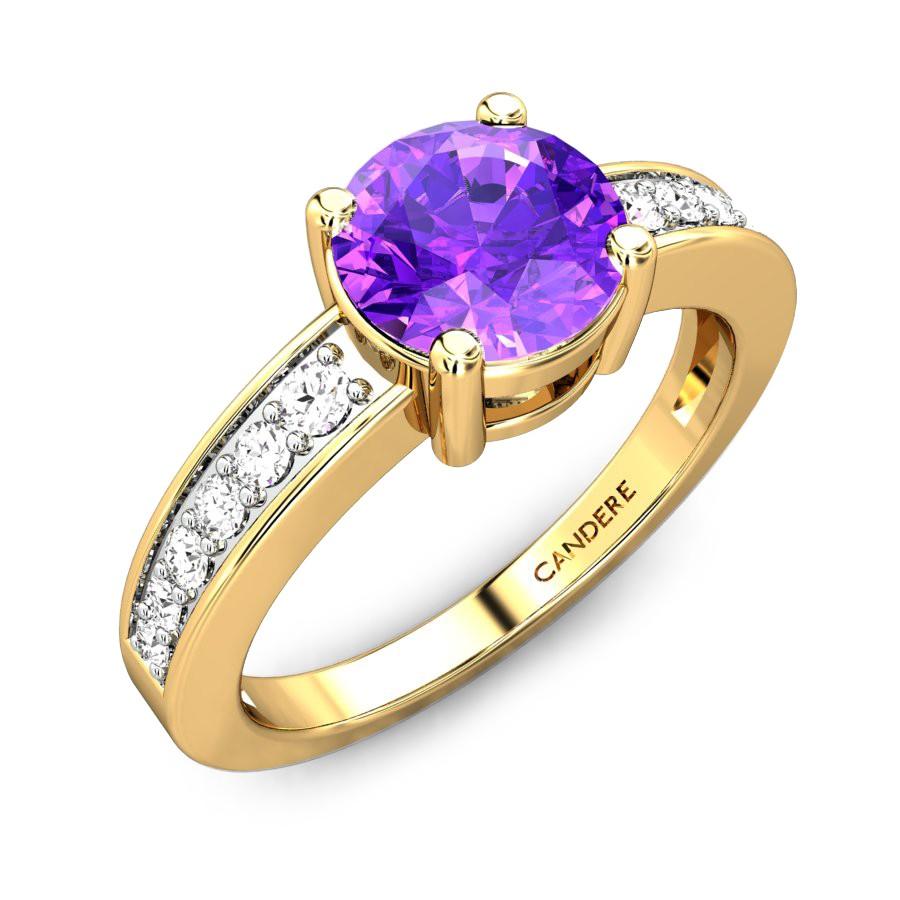 Heart-Shaped Amethyst Bypass Ring with Diamonds | Angara