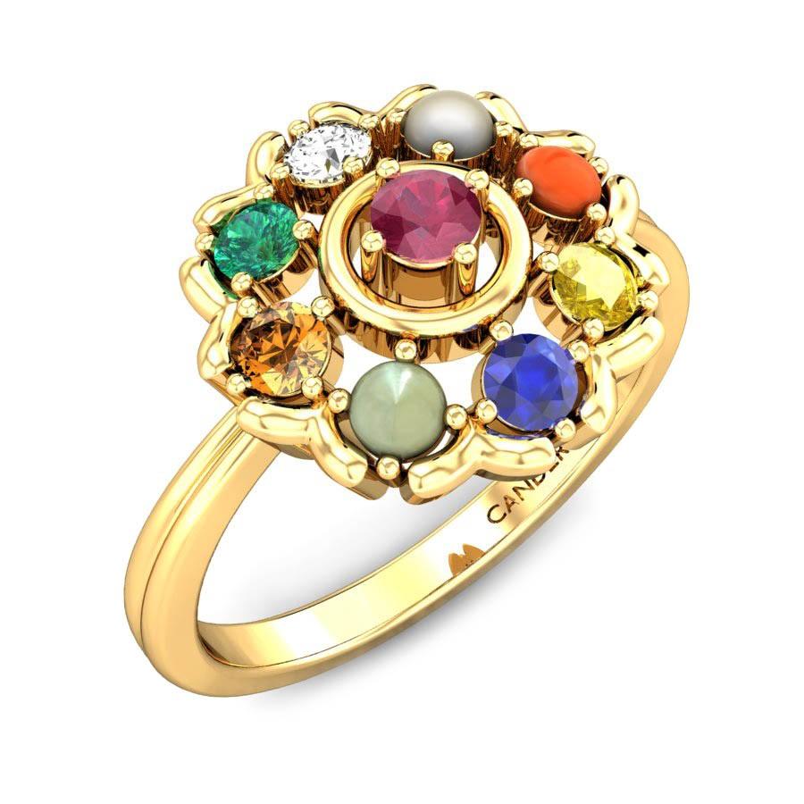 Navratna Gold Ring (Design N1) | GemPundit