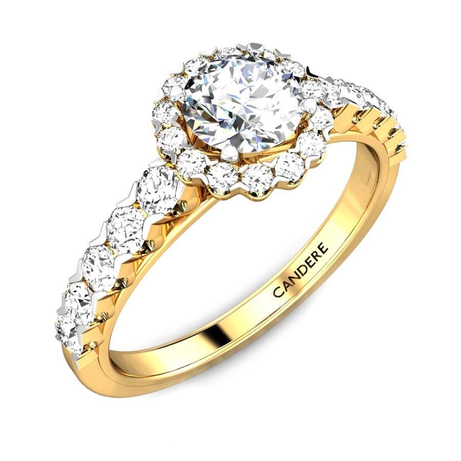 Glittering 18K Gold & Diamond Engagement Ring For Women