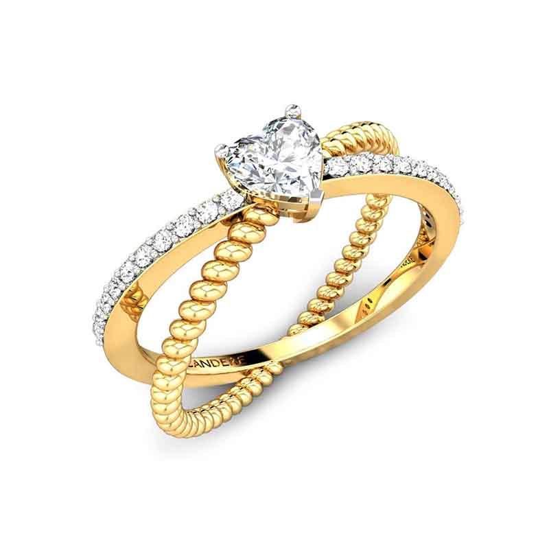 Voguish Heart Design Diamond Finger Ring