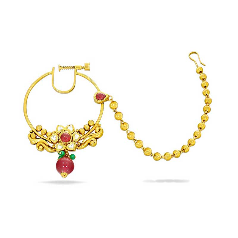 Bridal Gold Nath Design Wedding Nose Ring Latest Design
