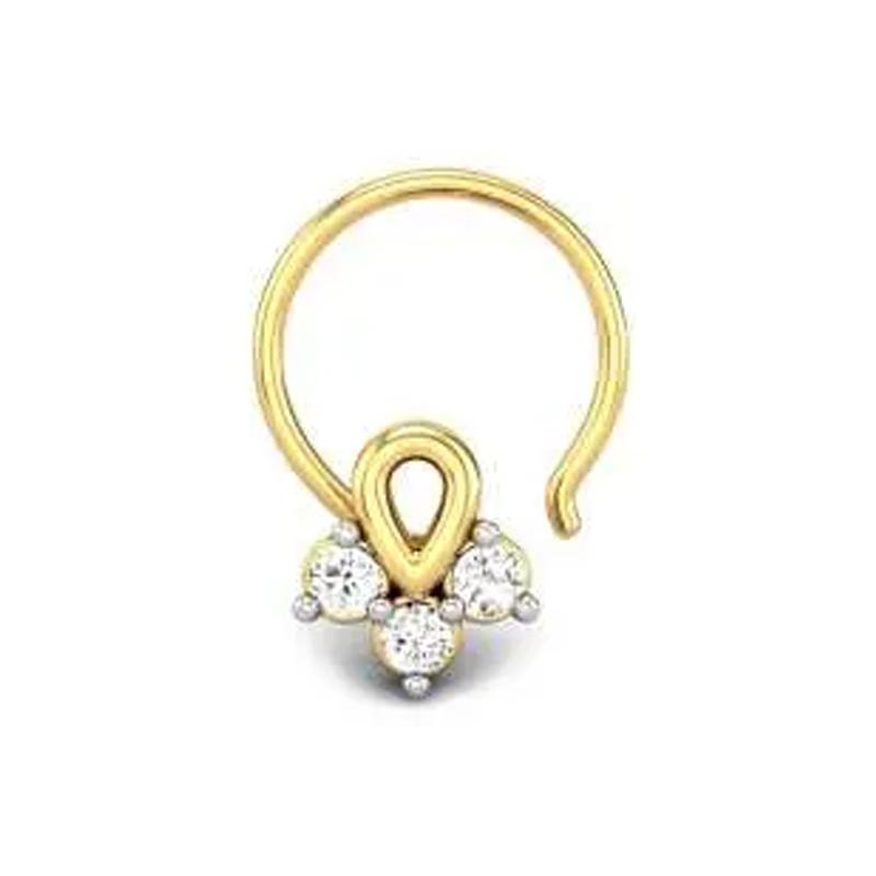 jj jewellers 18k 750 gold nose rings for women stylish saniya mirza nose  ring gold gold nose ring for girls latest gold nose ring trendy Designer  Gold Nose Ring 18k gold nose